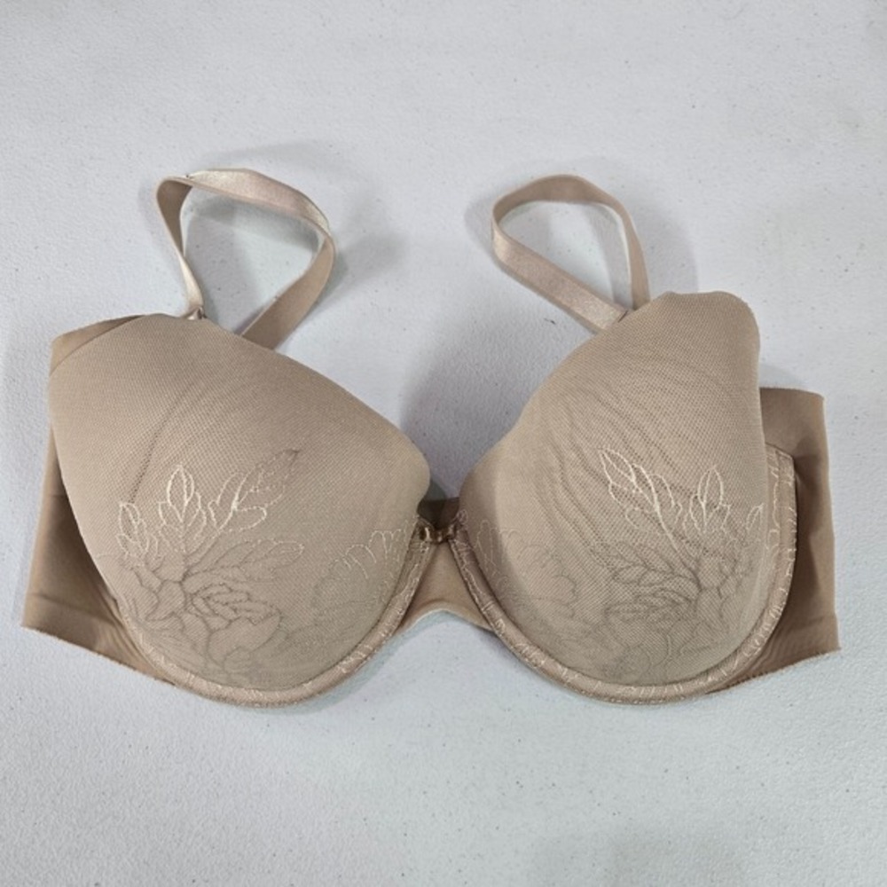 Warners Women Bra 36D Brown Underwire Lightly Lined Flower Adjustable Straps
